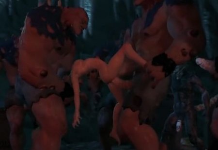 Искательница приключений выебана огромными членами пещерных чудовищ